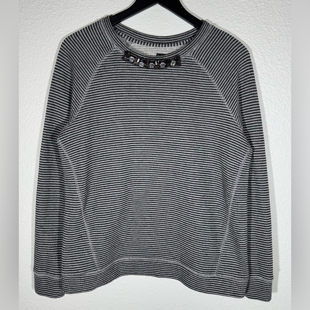 Grey Striped Sweatshirt with Embellished Neckline from JCP